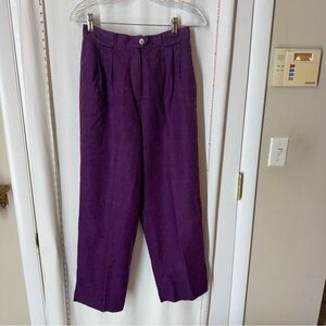 Vintage Women's Giraffe Purple Linen Pants